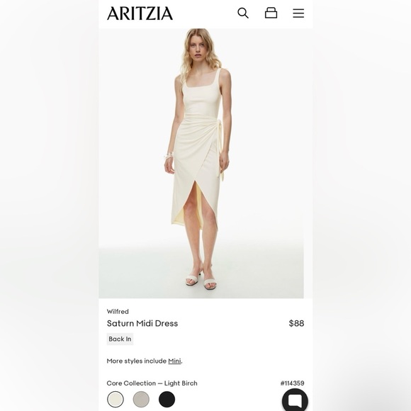 Aritzia Wilfred Saturn Midi Dress in Light Birch - Picture 1 of 4